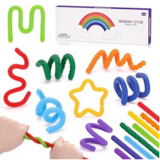 FunisFun Sensory Sticks Fidget Toys for Adults Stress Relief, 8 Pack Silicone Twisting Quiet Sensory Toy…