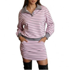 EXLURA Womens Two Piece Sets Cotton Striped Sweatshirt Matching Skirt Skort Tennis Vacation Cruise…