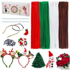 JollyPetal&Twig Present Box Pipe Cleaners Craft,Chenille Stems Plush Craft Kit 4 Colors,White Pipe Clean…