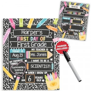 My Last Day of School Sign with Markers -11x14 Back to School Signs First and Last Day, Kindergarten Ch…
