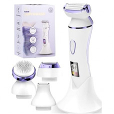 4 in 1 Electric Shaver for Women with Facial Brush, Electric Razor for Legs Underarm Pubic Hair, Bikini Trimme…