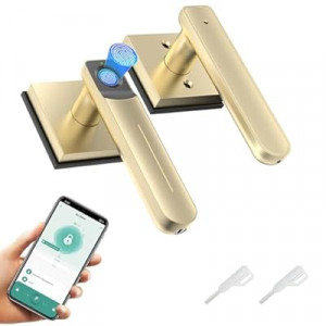 Gavdhe Fingerprint Door Lock & Biometric Door Knob with App – 3-in-1 Keyless Entry Smart Door Lock wi…