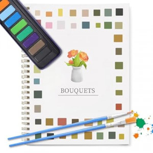 Dancart Watercolor Kit with Outlines, 12 Colors Rustproof Box, 3 Brushes & Multi-Theme Painting Kit for Teens…