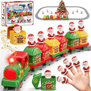 Einailvk Train Set for Toddlers 2-4, Christmas Train Set for Around The Tree, Electric Toddler Toys with Mus…