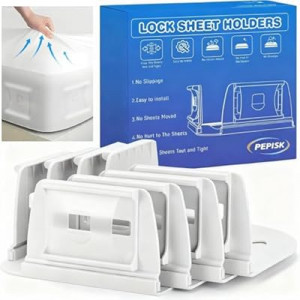 Upgrade Bed Sheet Holders for Corners: 4Pcs Fitted Lock Sheet Holders Keep Sheets Firm & Tight,…