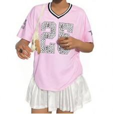 Jersey Shirts for Women Y2k Graphic Tees V Neck Baggy Streetwear Number Oversized T Shirt Summer…