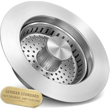 Upgraded 3-in-1 Kitchen Sink Drain Strainer with Solid Brass Core, Fast-Drain Pop-Up Sink Stopper, 304 Sta…