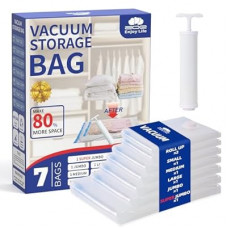 ZoeEnjoyLife Vacuum Storage Bags for Clothing Travel,7 Pack Vacuum Bags with Pump,Space Saver Bags f…