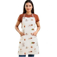 RUSTIQUE LINENS 100% Cotton Printed Kitchen Apron with 2 Pockets for Men and Women – Adjustable C…