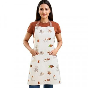 RUSTIQUE LINENS 100% Cotton Printed Kitchen Apron with 2 Pockets for Men and Women – Adjustable C…
