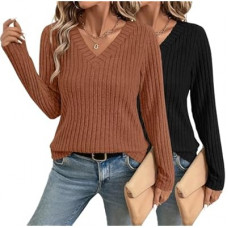 INNOVATOP Womens Long Sleeve V Neck Shirts 2026 Fall Tops Casual Outfits Blouses Pullover Sweaters T…