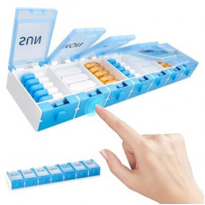 Push Button Weekly Pill Organizer, Medicine Pill Organizer, Pill Box Case 7 Day BPA-Free, Pill Container for V…