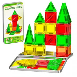 SKTMYY Mini Magnetic Tiles,Travel Magnetic Tiles with Iron Box,Car Airplane Travel Essentials for Kids A…