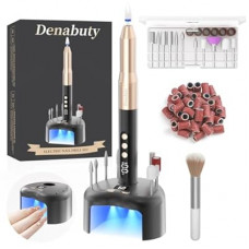 Denabuty Cordless Electric Nail Drill File: 35000RPM Professional Nail Drill Machine with UV LED Nail Lamp Ch…
