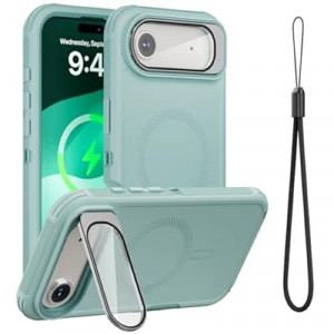 Follaroma for iPhone 17 Air Case with Stand & Built-in Camera Cover, MagSafe Compatible, Heavy-Duty S…