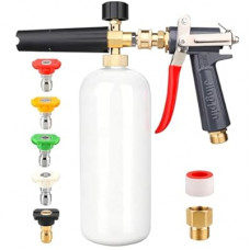 Pressure Washer Gun with Foam Cannon - Upgraded Metal Car Wash Kit & Snow Foam Blaster with Soap…