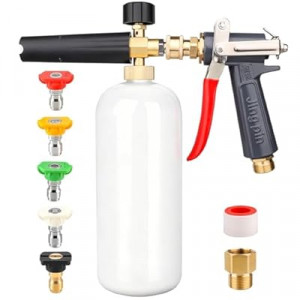 Pressure Washer Gun with Foam Cannon - Upgraded Metal Car Wash Kit & Snow Foam Blaster with Soap…