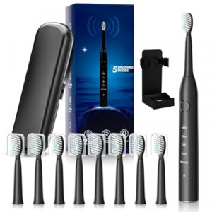 MAXWISDOM Rechargeable Electric Toothbrush, 8 Brush Heads, with 100 Day Battery Life, 5 Cleaning Modes,…