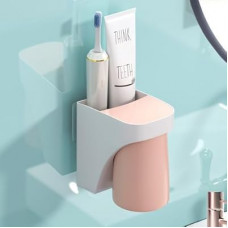 Toothbrush Holder Wall Mounted Suction Cup Set, sgzscl Bathroom Storage Organizer Space Saving for…