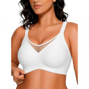 COCOMARTS Jelly Bras for Women No Underwire Push Up V Mesh Seamless Comfort Tshirt Bra Suppo…