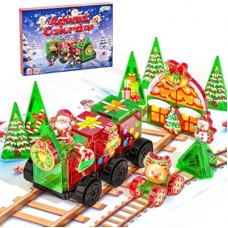 Magnetic Tiles Advent Calendar 2025 for Kids - 45PCS Christmas Countdown Calendar with Santa Cl…