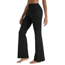 Womens Flare Leggings No Front Seam Flare with Tummy Control High Waisted Wide Leg Yoga Pants