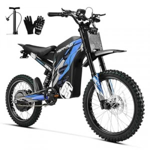 HAPPYRUN Electric Dirt Bike 6500W Peak Motor 72V 30Ah Battery Electric Bike for Adults 50MPH Top Speed 7…
