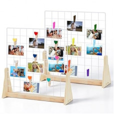 2 Sets Wedding Wall Grid Decorative Panel for Photo Display 19.3x18.5 Inch, Photo Display Panel, Wire Wal…