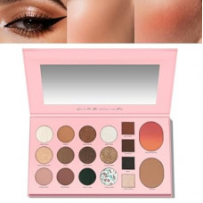 LUXAZA PRO 5-in-1 Baked Eyeshadow Palette with Blush & Highlighter, Natural Nude Tone Mat…