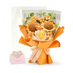 Lizzton Crochet Flower Bouquet Valentine's Day Gift for Wife Mother Girlfriend Women, Handmade Artifi…