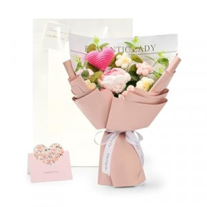 Lizzton Crochet Flowers Bouquet Valentine's Day Gift for Wife Girlfriend Lover Fiancee Mother Wo…