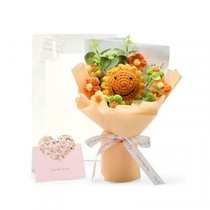 Lizzton Crochet Flower Bouquet Valentine's Day Gift for Wife Mother Girlfriend Women, Handmade Artifi…