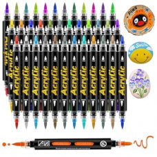 36 Colors Dual Tip Acrylic Paint Markers, Brush Tip and Fine Tip Automatic Ink Control, Long-Lastin…