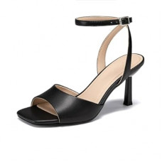 Athlefit High Heels for Women Square Open Toe Mesh 3-Inch Stiletto Heels Ankle Strap Summer Heeled Sandal…