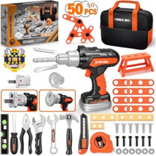 50PCS Kids Tool Set for Boys Ages 3 4 5 6 Years Old - Pretend Play Construction Tool Kits with Portabl…