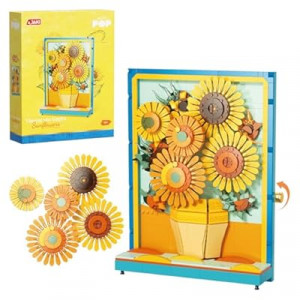 SHAREHB Rotatable Sunflower Building Set,Sunflowers Table Art Painting Frame,Home Office Table…