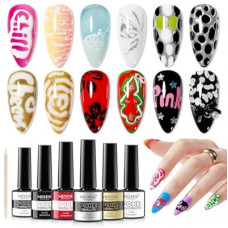 MIZHSE Poke Gel Nail Polish Set, with Professional Poke Foundation Gel, Multifunctional Drawing Painting N…