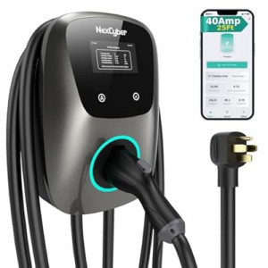 NexCyber Level 2 EV Charger(WiFi APP/Plug-Play), 40Amp, 25ft Cable ETL Certified, 240V NEMA 14-50p P…
