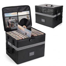 Calenzana 5200 ℉ Vinyl Record Storage Box with Lock, Fireproof Water Resistant Record Organizer f…