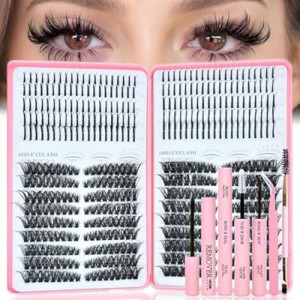 Lash Clusters Kit with Spikes, 60D+100D Left Right Eyelash Clusters Extensions Individual D Cur…