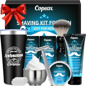 Shaving Kit for Men Sensitive Skin,Natural Cologne Shaving Cream,Balm,Bowl,Razor,Tumbler Cu…
