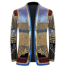 GHNXCY Men's Sequin Blazer, Floral Tuxedo Jacket, Lapel Suit for Party Wedding Banquet Prom