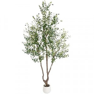 Sillaff Olive Tree 7FT Fake Tree Large Artificial Tree Indoor Faux Plants with Pot, Nearly Natural Olive Branches…