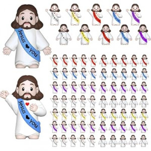 VINETEN 50 Pcs Little Jesus Figures – Multicolor “Jesus Loves You”Baby Jesus Figure Mini for Easter Egg Stu…