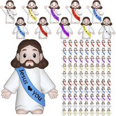 VINETEN 100 Pack Little Jesus Figures – Multicolor “Jesus Loves You” Mini Statues for Easter Egg Stuffers…