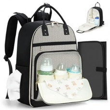 Lekesky Diaper Bag Backpack, Large Baby Bags for Mom Dad Maternity, Travel Diaper Backpack Baby Essent…