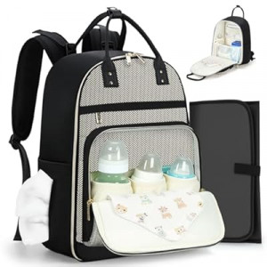 Lekesky Diaper Bag Backpack, Large Baby Bags for Mom Dad Maternity, Travel Diaper Backpack Baby Essent…