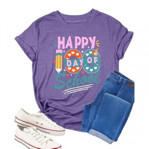 100 Days of School Shirt 100th Day of School Shirt Teacher Happy 100 Day Shirts Gifts Tees Teaching Grap…