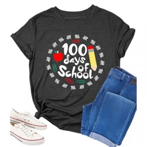 100 Days of School Shirt 100th Day of School Shirt Teacher Happy 100 Day Shirts Gifts Tees Teaching Grap…