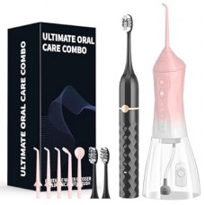 Water flosser+Electric Toothbrush Combination Set -5-Speed Sonic Electric Toothbrush, 4-Speed Porta…